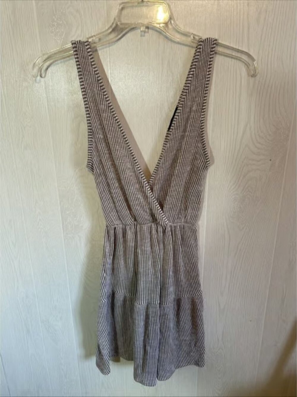 caution to the wind dress Medium Brown Stripe Sun Dress